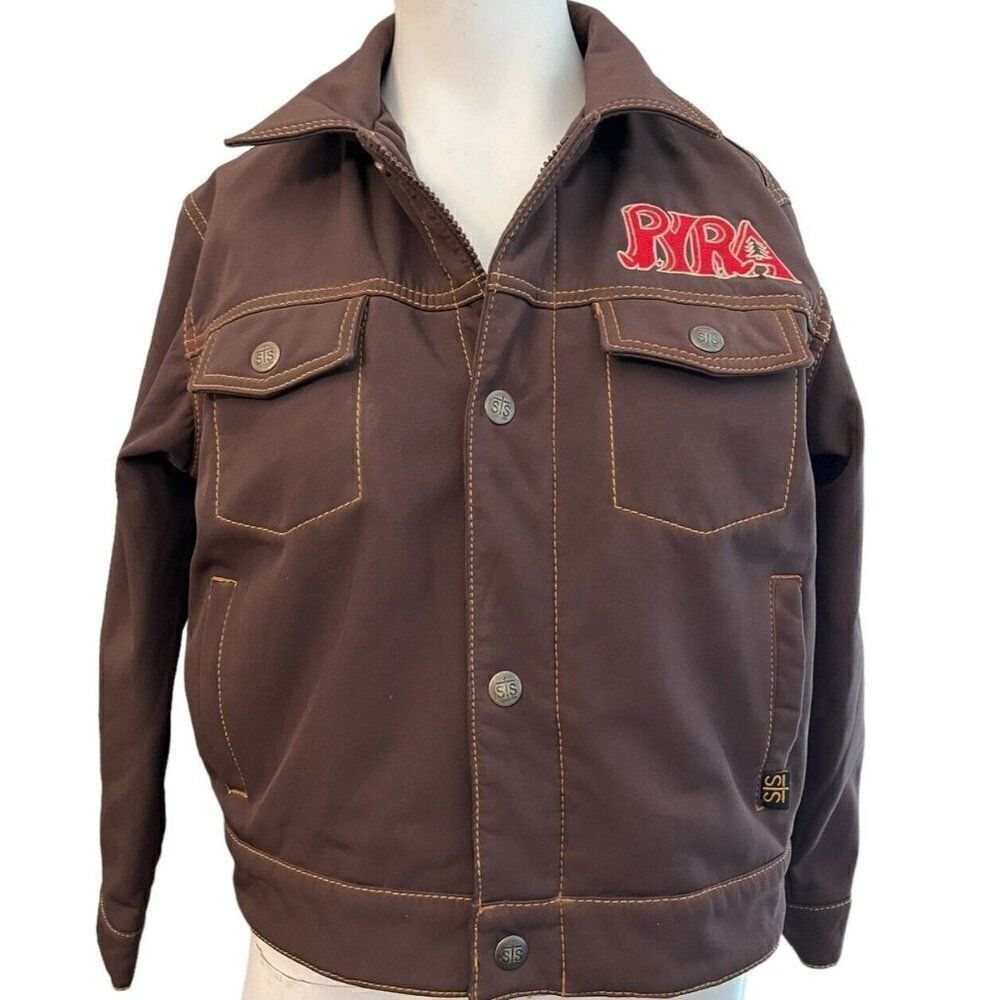 StS Ranchwear Softshell Jacket Youth Size Large Brown PYRA Logo Adult Small